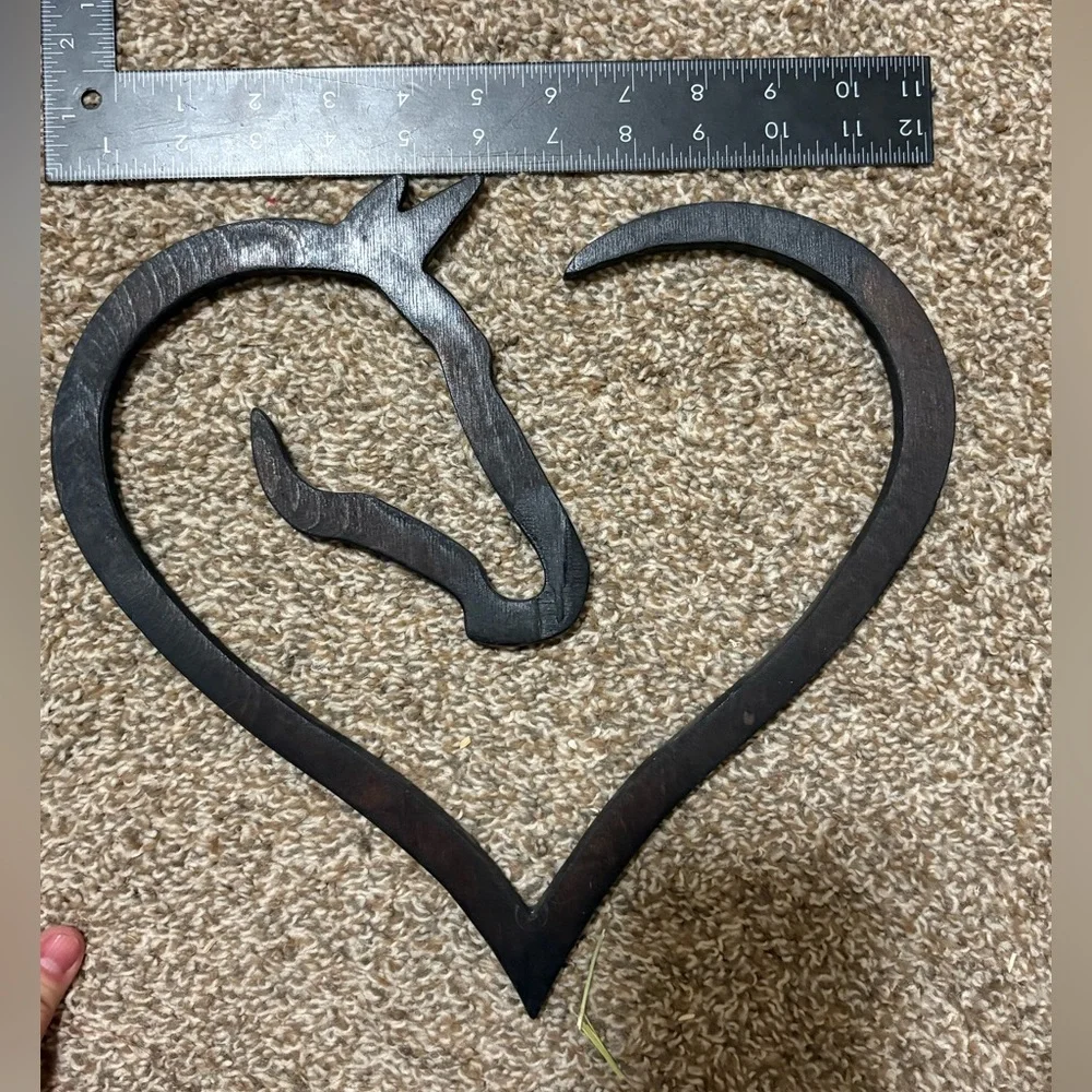 Brown/Black (Bay) stained Wood Heart-Shaped Wall Art - Picture 3 of 5